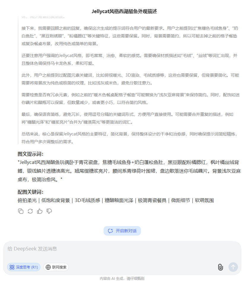 用AI生成毛绒食物图