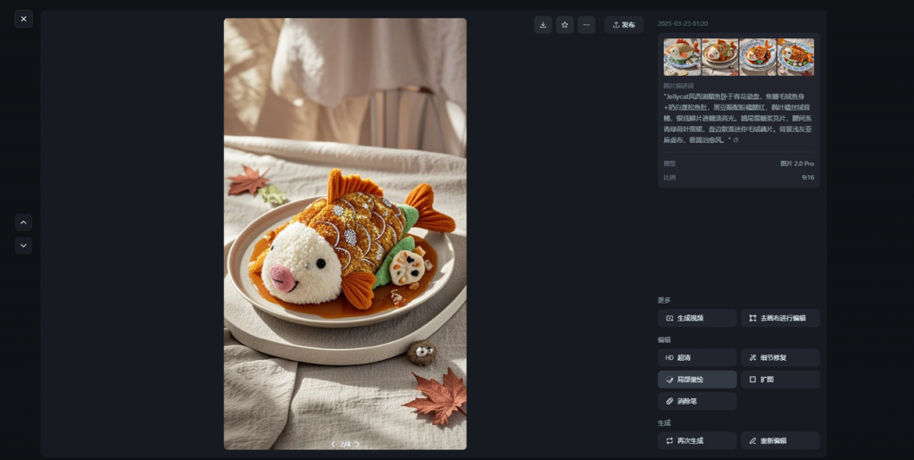用AI生成毛绒食物图
