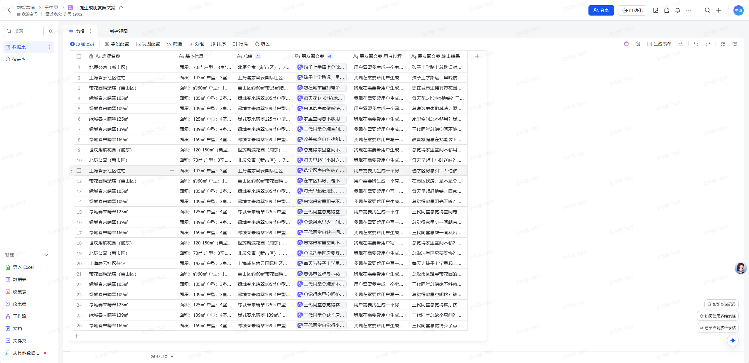 飞书多维表格推出智能化朋友圈文案生成方案，助力房产销售高效触达客户